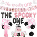 Halloween 1st Birthday Party Decorations Pink Foil Balloons Banner Cake Toppers