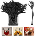 Black Skeleton Cocktail Stirrers - 60 Pcs Reusable Halloween Drink Picks