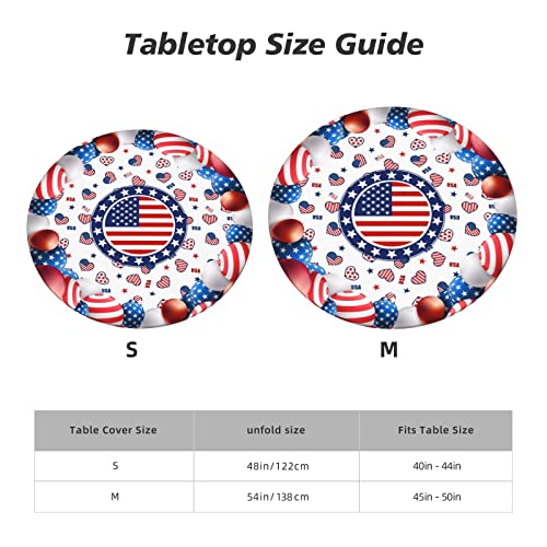 4th of July American Flag Round Elastic Fitted Tablecloth 45-50 Inch