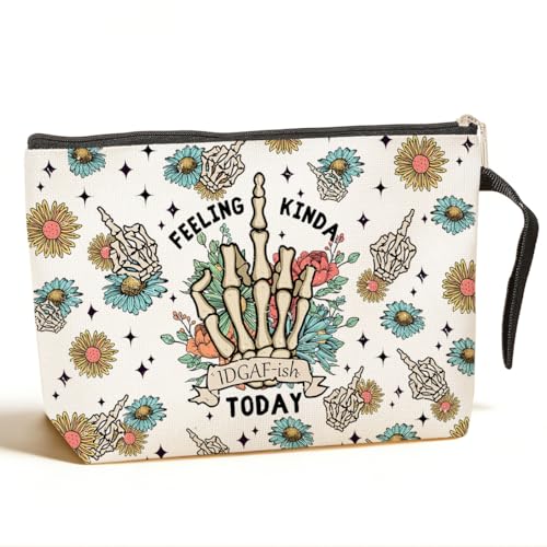 Funny Skeleton Makeup Bag - Multicolor 0983 Sarcastic Toiletry Bag for Women & Mom