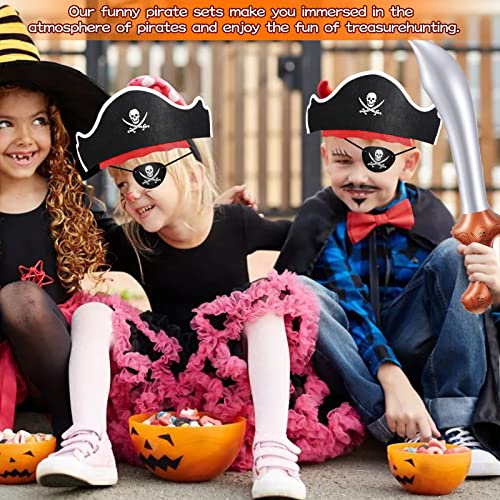 Pirate Party Set 48 Pcs - Hats, Eye Patches & Inflatable Swords for Kids - Variation of 48pcs Pirate Hat Set