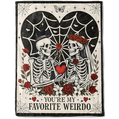 Valentine’s Day Gothic Skeleton Couple Throw Blanket - Romantic Decor, 60x80 Inch, Variation of THIS listing