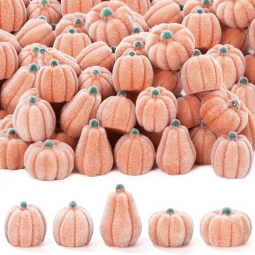 Mini Velvet Pumpkins Set - 45 Artificial Fall Decor for Centerpieces, Vases & Crafts