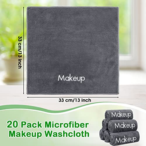 Microfiber Makeup Remover Towels - 20 Pack Face Washcloths for Cleansing and Beauty