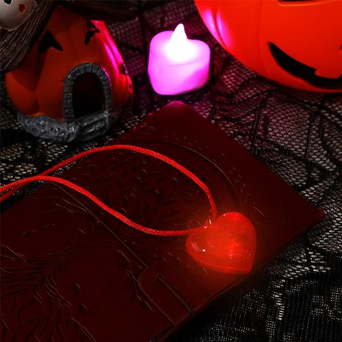 9 Pcs LED Light Up Red Heart Necklaces - Flashing Halloween Party Accessories