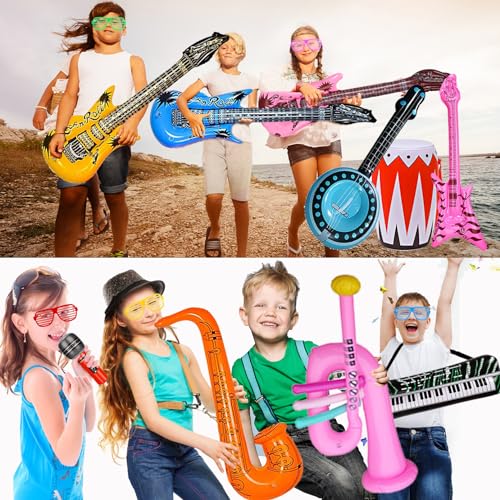 Inflatable Guitar Set - 36 Pack Music Party Props for Kids & Events