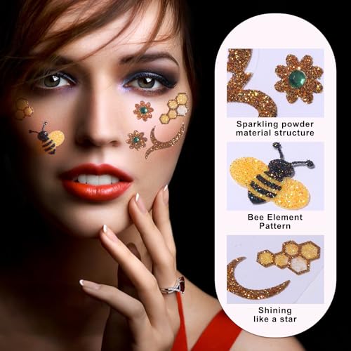 Halloween Bee Temporary Tattoo Decal - Self-Adhesive Face Body Sticker (09-bee)