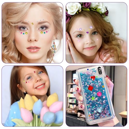 Rainbow Face Gems Set for Kids - 456 Self-Adhesive Rhinestones for Face & Body Makeup