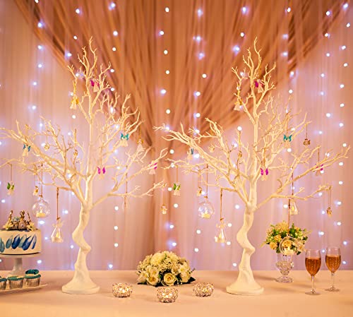 Artificial White Trees for Wedding Party Decor - 3.44ft Tall, 2 Pack - Indoor & Outdoor Use