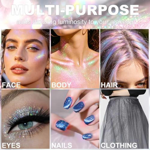 Holographic Hair and Body Glitter Spray - Mermaid Variation, Ultra Fine Sparkle Dust for Festivals & Makeup