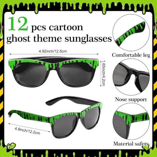 Ghost Party Favors Set - Halloween Sunglasses & Wristbands - 12 Pieces - Variation of Ghost