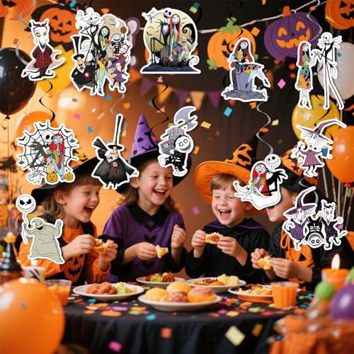 Halloween & Christmas Hanging Swirl Decorations Set - 12 Pieces Party Decor