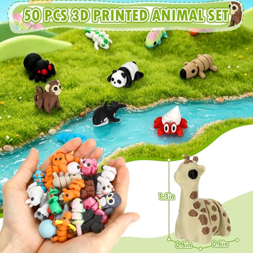 Mini 3D Printed Animal Figurines Set - 50 Styles, Poseable Pals Variation of This Listing