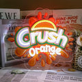 Crush Orange Neon Sign for Wall Decor - Juice Style LED Light, Dimmable, USB Powered, 12x11 Inch