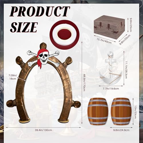 Halloween Pirate Car Decorations Kit - Trunk or Treat Party Supplies with Ship Wheel Backdrop