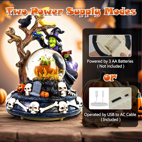 Halloween Snow Globe Lantern with Music & Lights - Magic Witch Variation