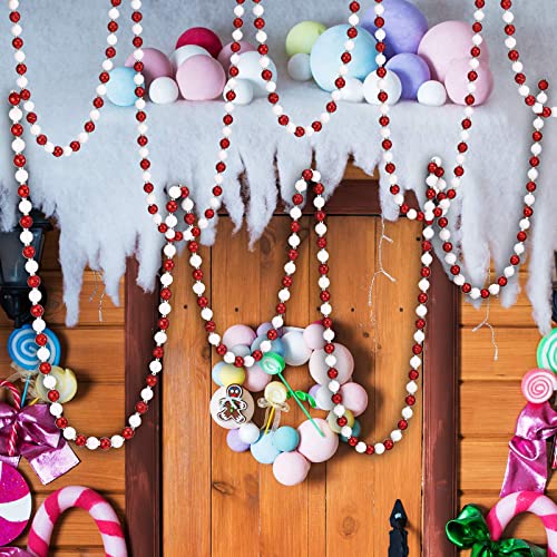Christmas Candy Garland Beads Set - Multi Color Glitter 40ft with White, Red & Silver Variations