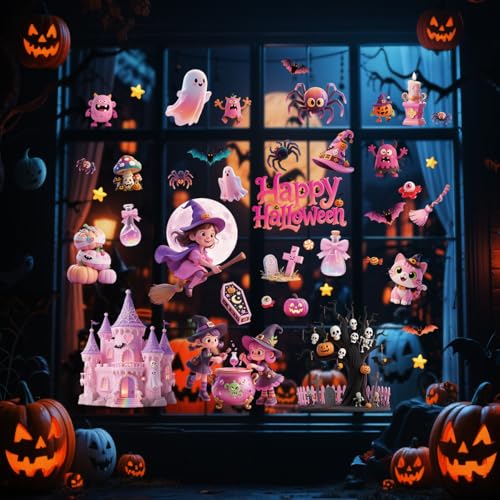 Halloween Window Clings Set - 75PCS Spooky & Cute Stickers for Glass Decor