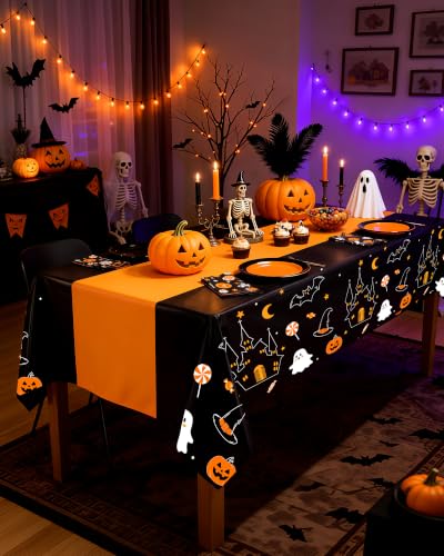 Halloween Plastic Tablecloth 54x108 Inches - 3 Pack Rectangle for Parties
