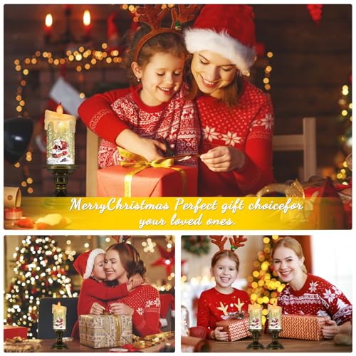 Santa Flameless LED Candle with Snow Globe and Flickering Light - Christmas Decoration