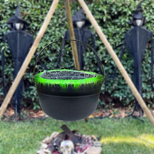 Large Halloween Black Cauldron Plastic Trick or Treat Bucket - 12.6 Inch