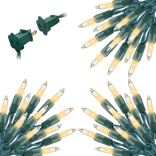 Minetom Clear Christmas String Lights 3 Pack 20 Feet 100 LED Warm White - Indoor Outdoor Decor