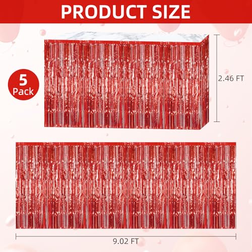 Red Foil Fringe Table Skirt - 29x108 Inch Party Backdrop & Float Decoration