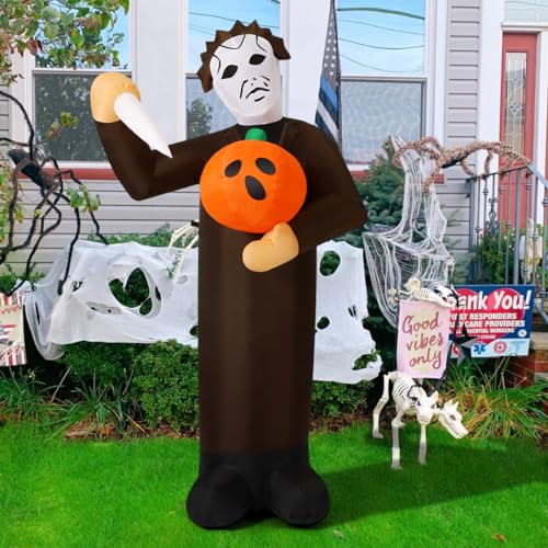 6FT Inflatable Halloween Pumpkin Killer Yard Decor with LED Lights - Outdoor & Indoor, Weather-Resistant