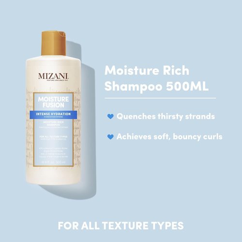 Mizani Moisture Fusion Shampoo - Gently Cleanses & Conditions Dry Hair with Argan Oil | 12 Fl Oz
