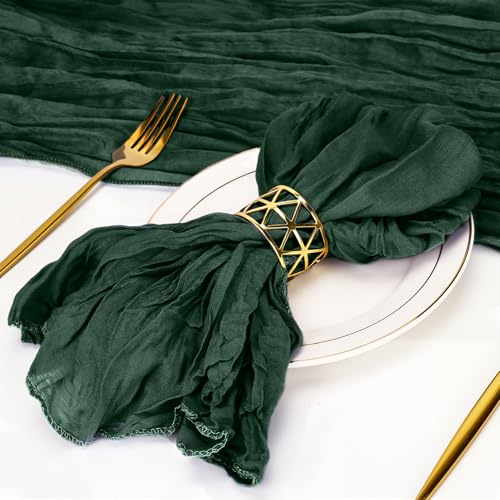 20x20 Inch Emerald Green Cheesecloth Napkins Set of 100 - Rustic Boho Table Linens