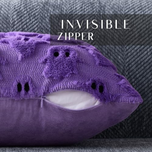 Halloween Pillow Covers 20x20 Inch Purple Ghost Set of 2 - Spooky Home Decor