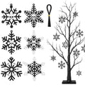 Halloween Skull Snowflake Wooden Ornaments Set - Gothic Hanging Decorations, 36 Pieces, Variation: Snowflake