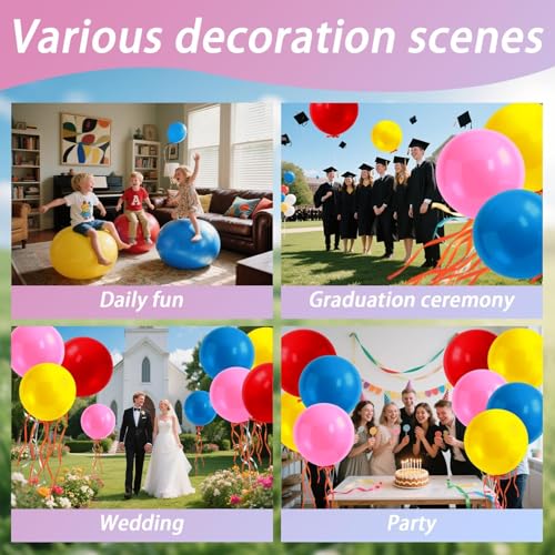 36 Inch Latex Giant Balloons - 8 Pack for Party Decorations & Play