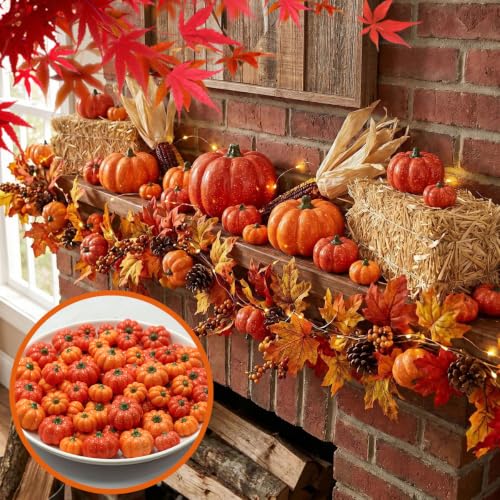 Mini Resin Pumpkins for DIY Crafts & Fall Decor - 80 Pieces, Variation of Pumpkin