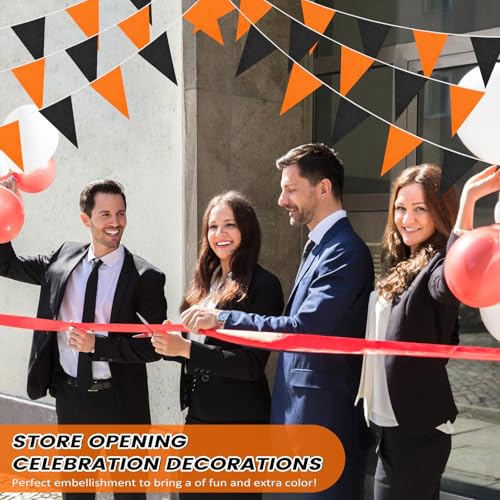 50 Feet Halloween Pennant Banner with 40 Triangle Flags - Orange & Black