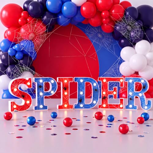 Light-Up Spider Letter Decorations - 6 Pcs Halloween Table Centerpiece with Battery Box, 6.3 x 4.7 Inches