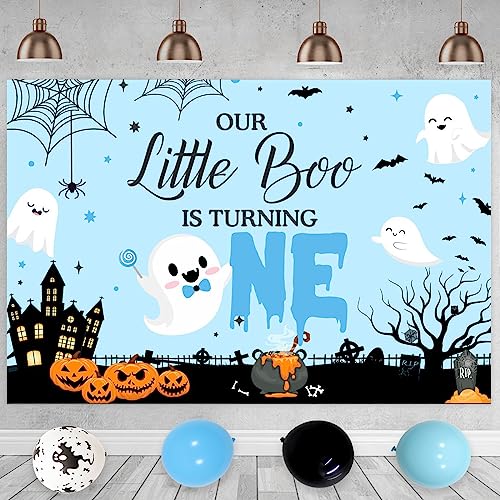 Halloween 1st Birthday Party Decorations for Boys - Ghost, Banner, Balloons & Cake Toppers