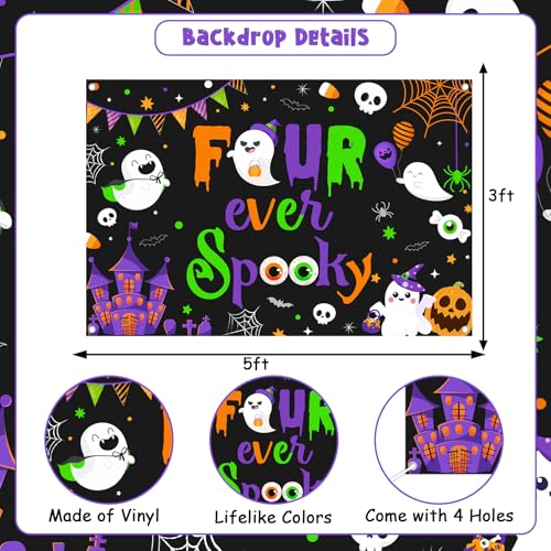 Halloween 4th Birthday Party Decorations Banner Balloons & Centerpieces