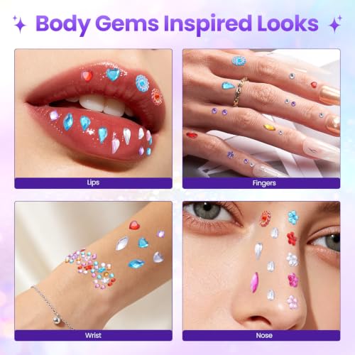 Multicolor Rainbow Face Gems Set - Self-Adhesive Eye & Body Rhinestones for Creative Makeup