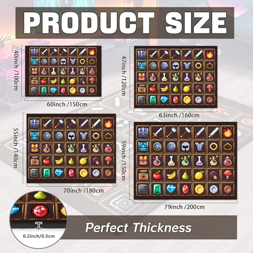 Children's Pixel Game Rug - Non-Slip Brown 3'11 x 5'3 Playroom Decor