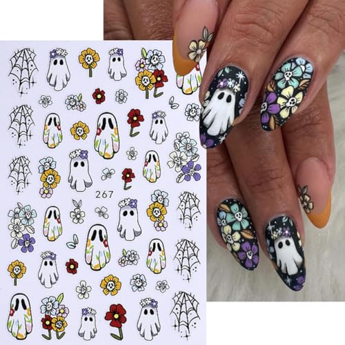Halloween Nail Art Stickers Decals 3D Ghost Pumpkin Black Cat Bat Boo - Style6