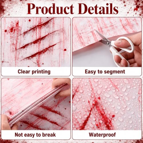 Halloween Bloody Print Plastic Tablecloth Roll 54x100 ft Spooky Party Decor