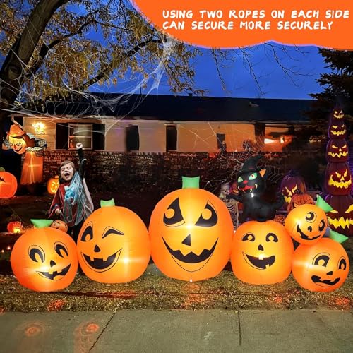 10FT Halloween Inflatable Pumpkin Patch with Black Cat & Built-in LED Lights - Outdoor Yard Decor