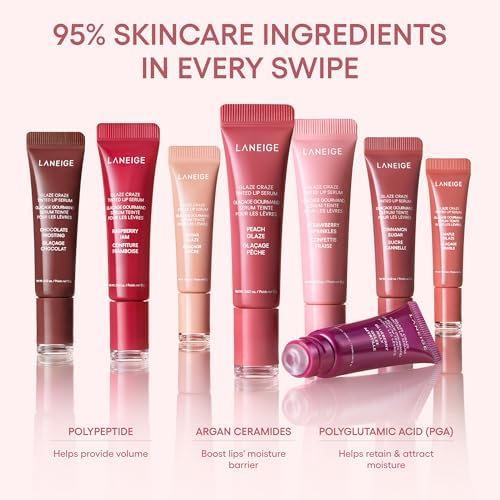 LANEIGE Summer Glaze Craze Duo: Serum-Infused Lip Tints for Plumping Hydration & Shine in Raspberry & Blueberry Shades