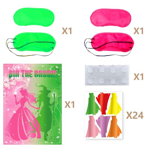 Pink Witch Party Poster Game with Reusable Broom Stickers - Kids Halloween Birthday Decorations
