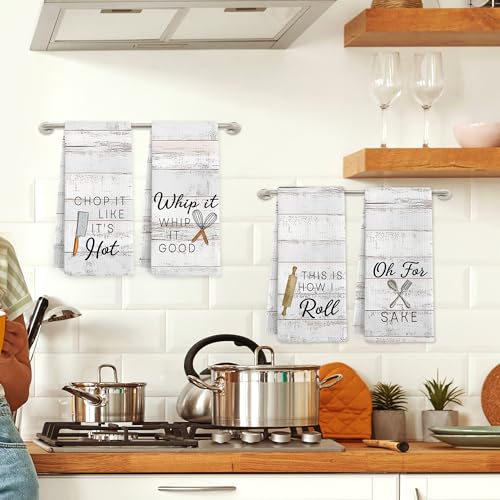 Funny Chef Kitchen Towels Set of 4 - Farmhouse Hand Dish Tea Towels - Gnmduw