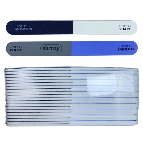 Karroy Nail File and Buffer for Natural Nails Dual Sided 4 Steps Shorten-Shape-Smooth-Polishing Nail Tools 20pcs