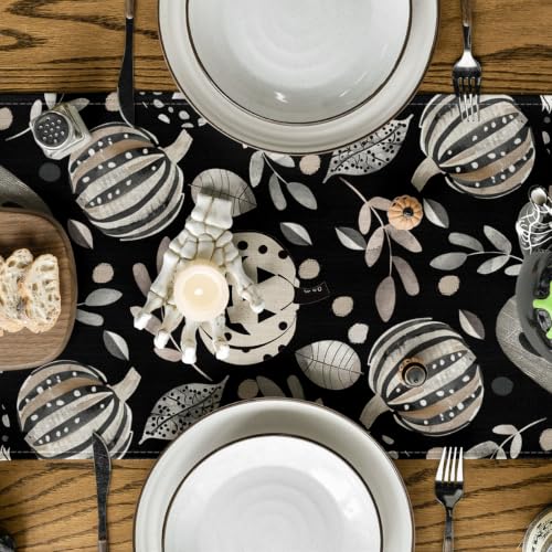 Halloween Table Runner 13x60 Inch Black Polyester Decor Party Tablecloth