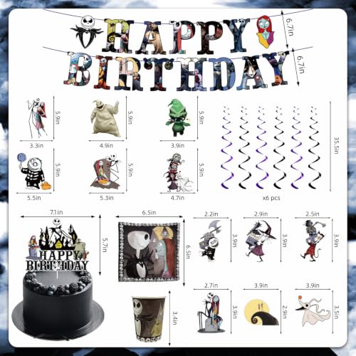 Halloween & Birthday Party Tableware Set - 110 Pieces with Plates Cups Balloons