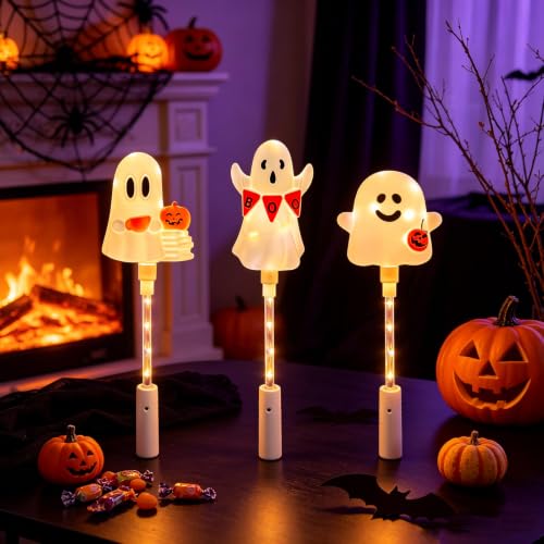 Halloween Ghost Handheld Decoration Lights 3 Pack - Ghosts with Pumpkins Variation